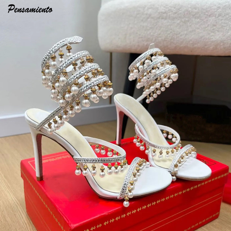 Wedding Shop - صنادل نسائية فاخرة مزينة بالأحجار الكريمة