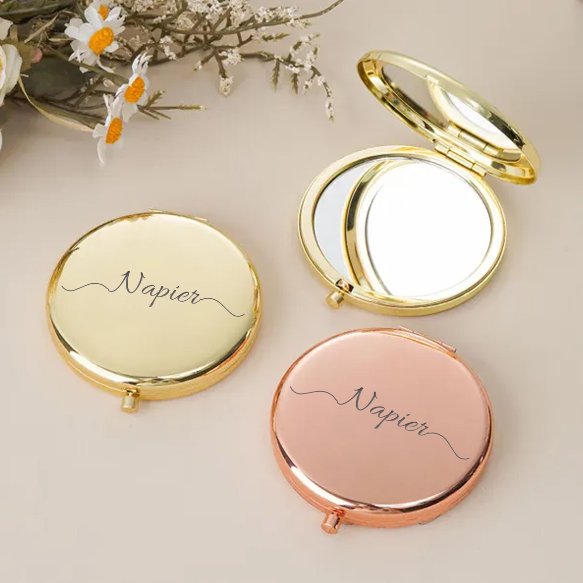 Wedding Souvenir - مرآة جيب قابلة للطي بتصميم نابييه