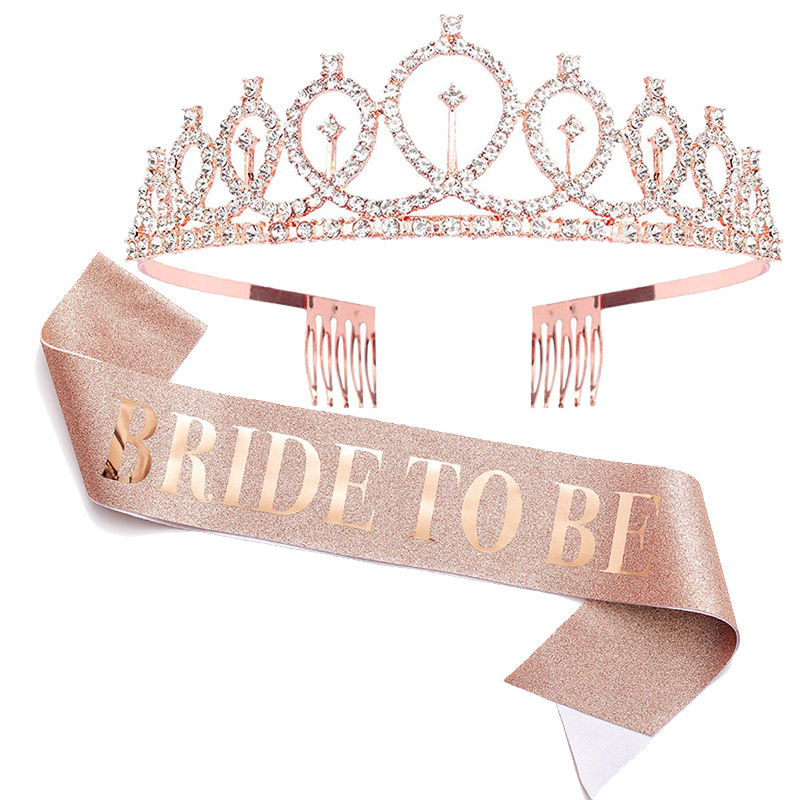 Bride Tribe Sash - مجموعة واحدة من العروس الذهبية الوردية
