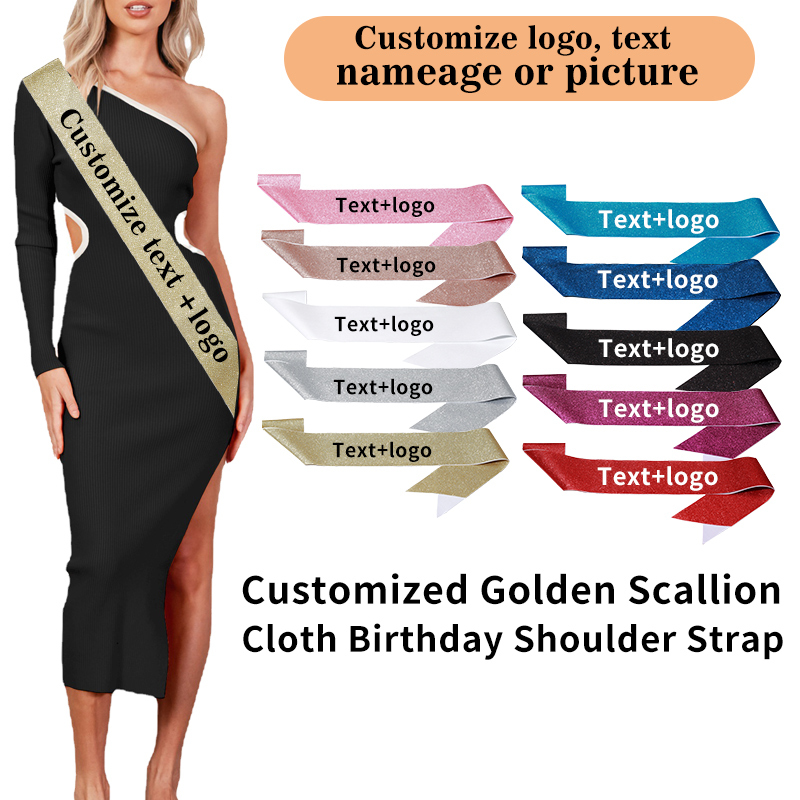 Bride Tribe Sash - وشاح ساتان لامع مخصص يمكنك الكتابة
