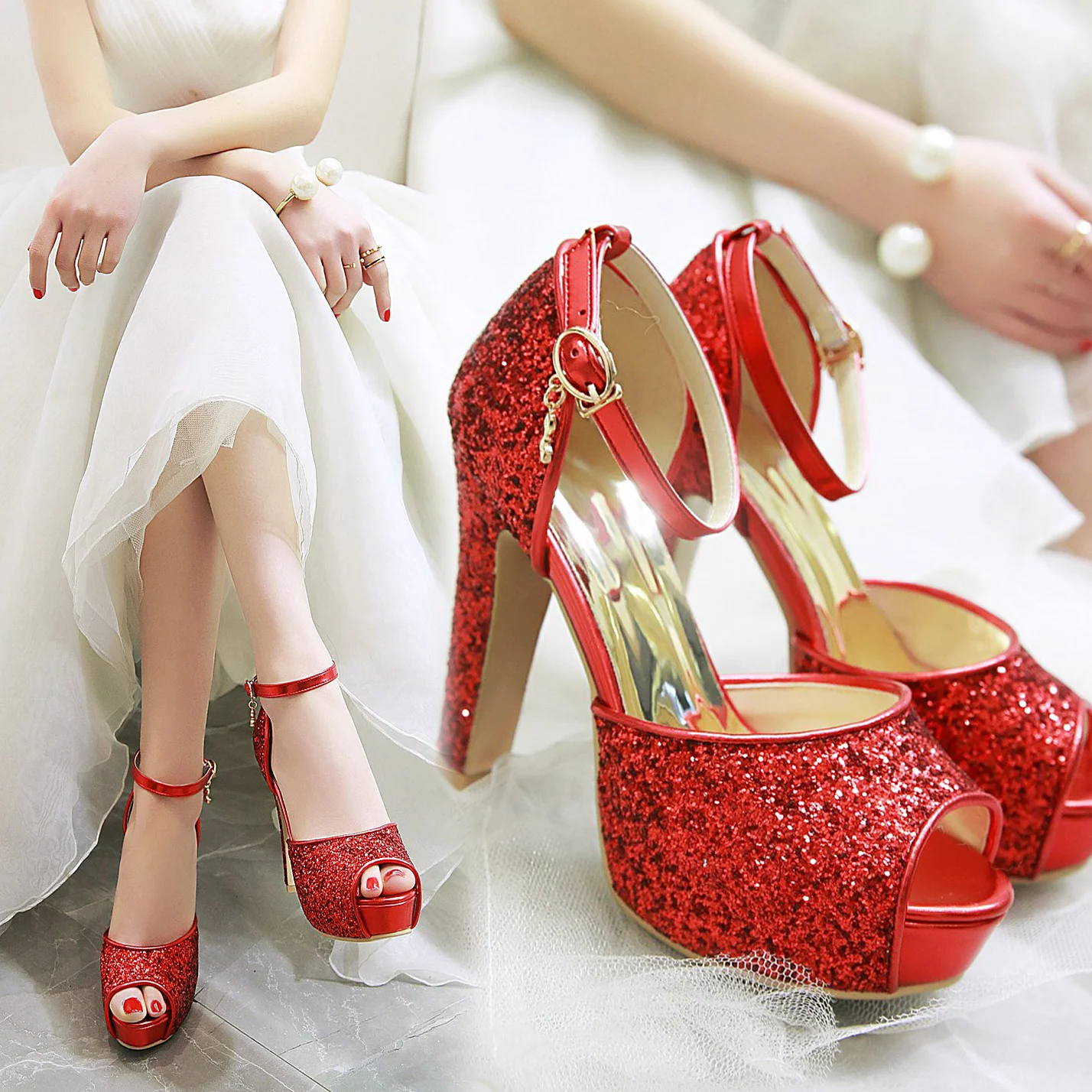 الفضة الصيف النساء صنادل أرضية - مراجعة Wedding Shop وسعره