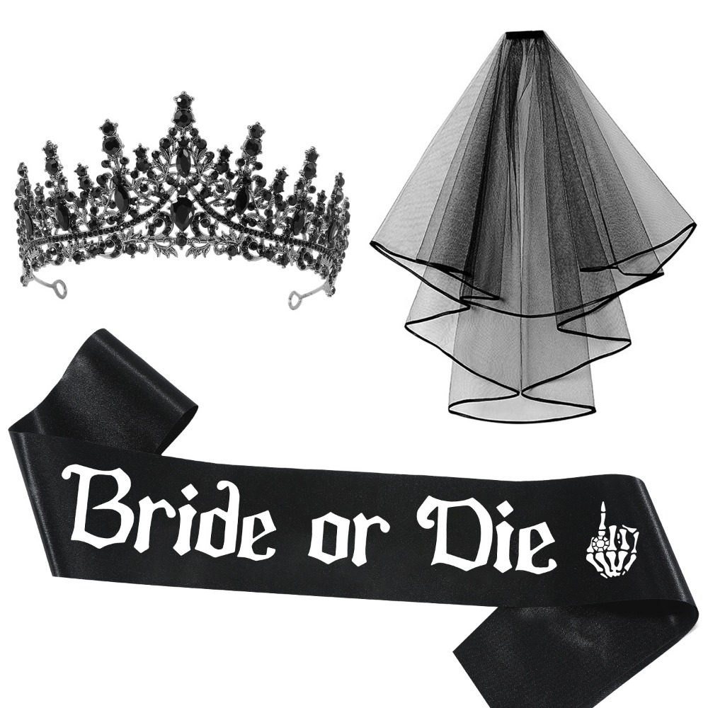 3 قطعة اكسسوارات العازبة السود - مراجعة Bride Tribe Sash وسعره