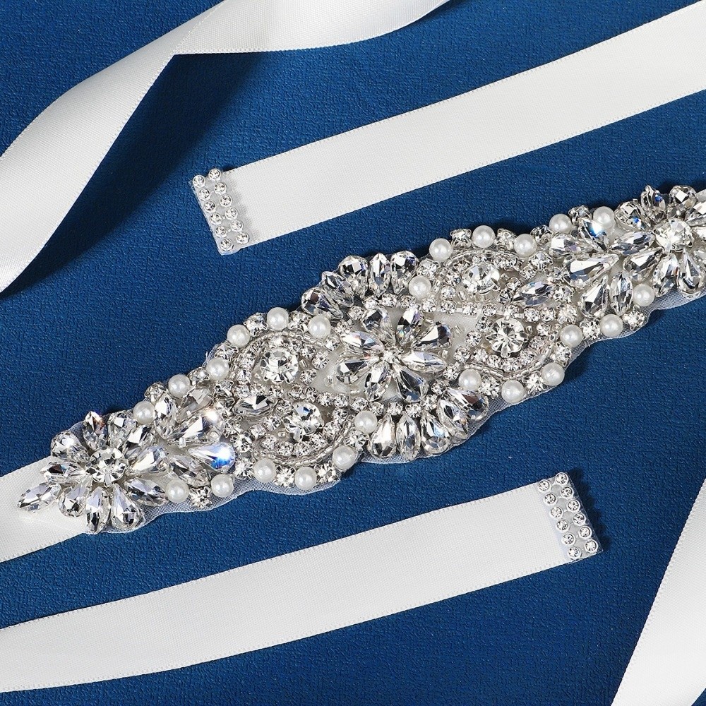 حزام زفاف طويل من الشريط الفضي - مراجعة Bridal Sash Ribbon وسعره