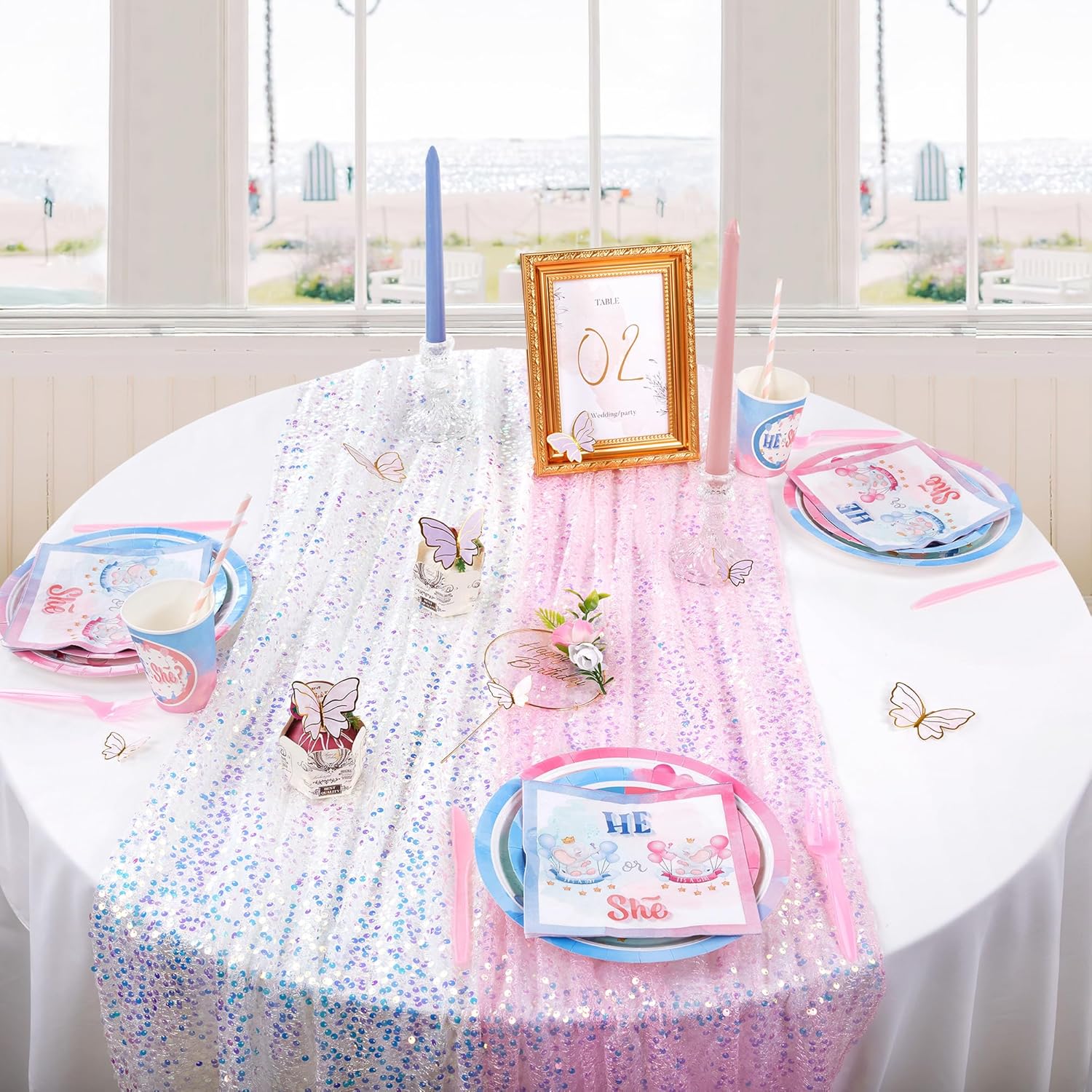 مفرش طاولة بترتر قزحي الألوان  - مراجعة Table Runner Sequin وسعره