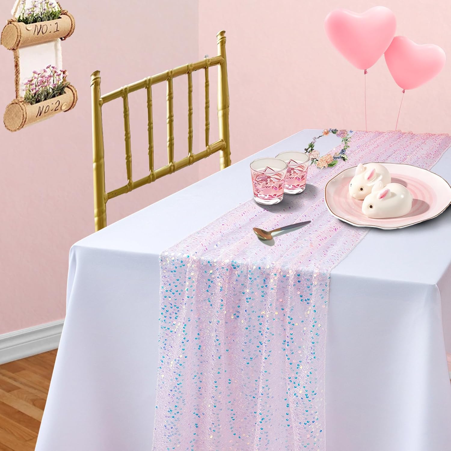 مفرش طاولة بترتر قزحي الألوان  - مراجعة Table Runner Sequin وسعره